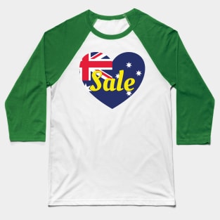 Sale VIC Australia Australian Flag Heart Baseball T-Shirt